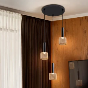 Lampara 3 Luces Sincro Negro/Oro