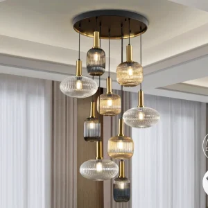 Norma Lamp 9 Luces Negro Laton Dimable