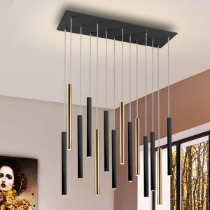 Lampara Varas Oro/Negro 14 Luces