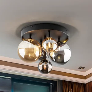 Dark Plafon 5 Luces Negro Laton