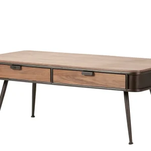 Mesa Centro Madera Metal Marron Negro 140X71X54 Cm