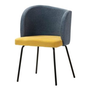 Silla Lino Poliester Azul Amarillo 53X54X81 Cm