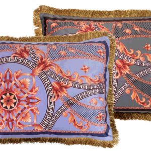 Cojin Velvet Relleno Plumas Con Flecos 60X13X45 Cm