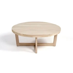 Mesa de centro con pata y sobre de teka