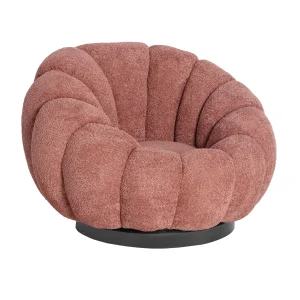 Sillón Giratorio Bouclé Ayent en algodón bouclé terracota terracota – Estilo art deco