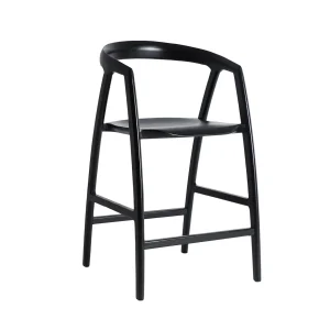 Taburete Hasloch en madera de olmo negro negro – Estilo Contemporáneo