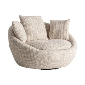 Sillón Giratorio Nuba en poliéster beige beige acabado jaspeado – Estilo Contemporáneo