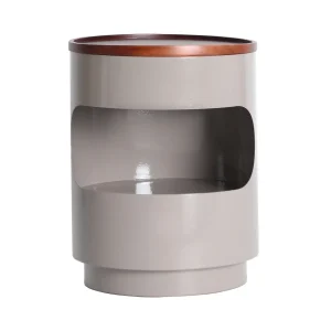 Mesita de Noche Noa en hierro gris gris acabado brillo – Estilo Contemporáneo