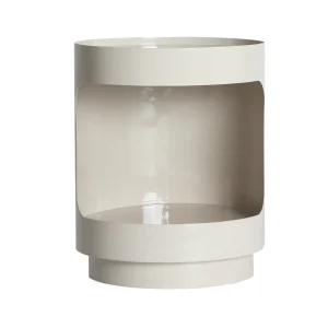 Mesita de Noche Mist en hierro blanco roto – Estilo Contemporáneo