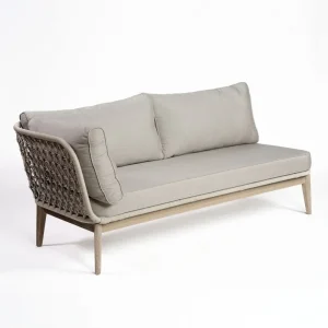 Sofá de exterior de un brazo madera y cuerda...