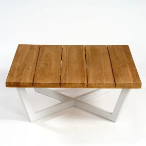 Mesa de centro cuadrada teca natural y aluminio...