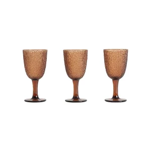 Set de 3 Copas Shama en cristal marrón texturizado – Estilo Clásico