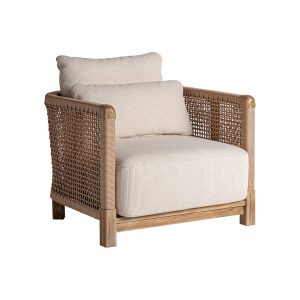 Sillón Trena en madera de teka reciclada marrón natural – Estilo boho
