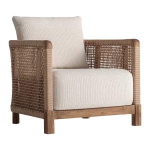 Sillón Trena en madera de teka reciclada marrón – Estilo boho