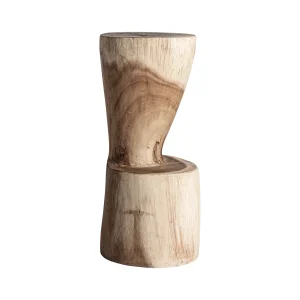 Taburete Aprica en madera suar marrón natural – Estilo Étnico