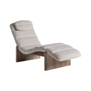 Chaise Longue Jacquard en madera de olmo marrón – Estilo Contemporáneo
