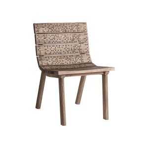 Sedia Jacquard en madera de olmo marrón – Estilo Contemporáneo