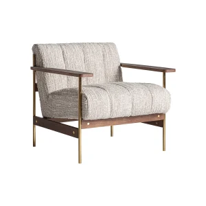 Sillón Habouey en poliéster beige jaspeado – Estilo art deco