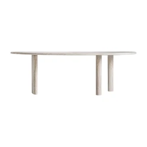 Mesa Comedor Thiennes en travertino blanco roto – Estilo art deco