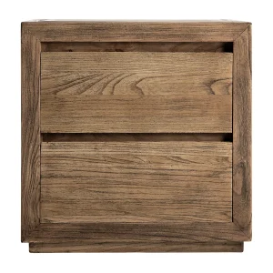 Mesita de Noche Norvik en madera de olmo marrón – Estilo Contemporáneo