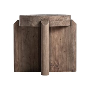 Taburete Jacquard en madera de olmo marrón – Estilo Contemporáneo