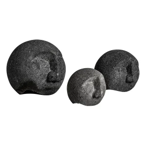Set de 3 Figuras en piedra volcánica negra – Estilo Contemporáneo