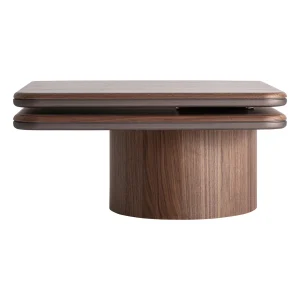 Mesa de Centro Kexby en chapa de nogal marrón – Estilo Contemporáneo