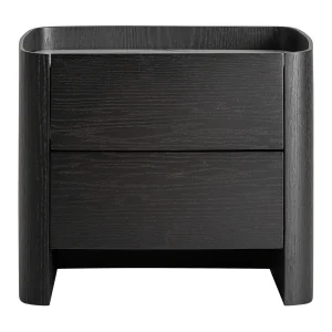 Mesita de Noche Haesa en madera contrachapada negro – Estilo Contemporáneo