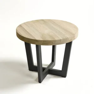 Mesa auxiliar color grafito y teca envejecida