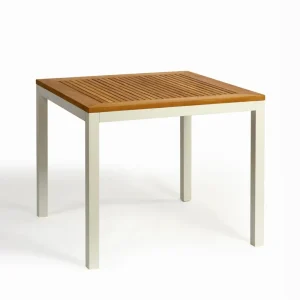 Mesa aluminio blanco y madera